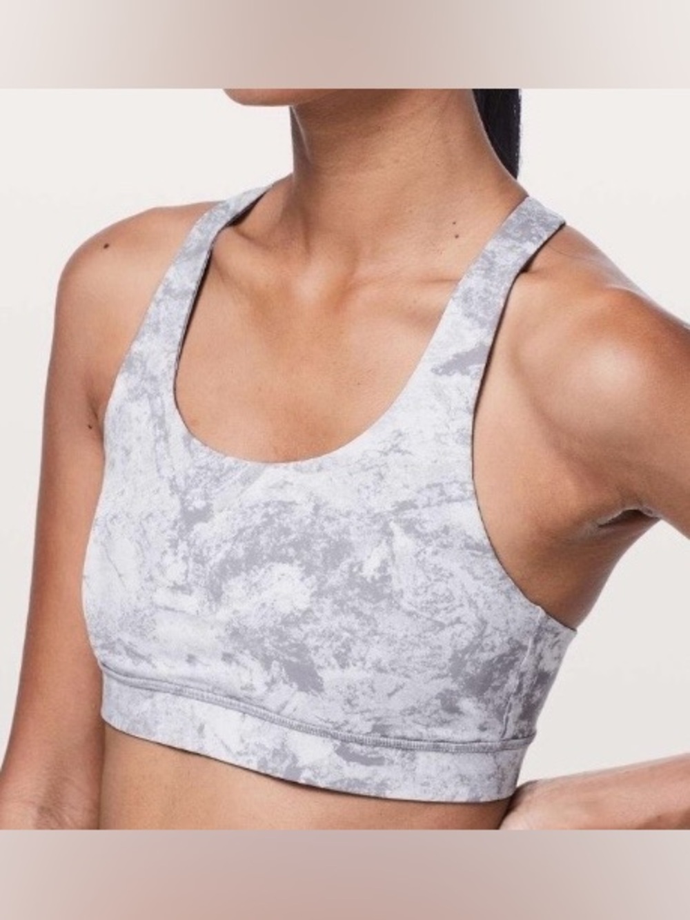 Lululemon Invigorate Bra Washed Marble Alpine White Silverscreen NWT Sz 10